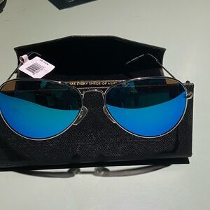 Men's /women’s Blue Antique silver blue mirrored Aviator Sunglasses